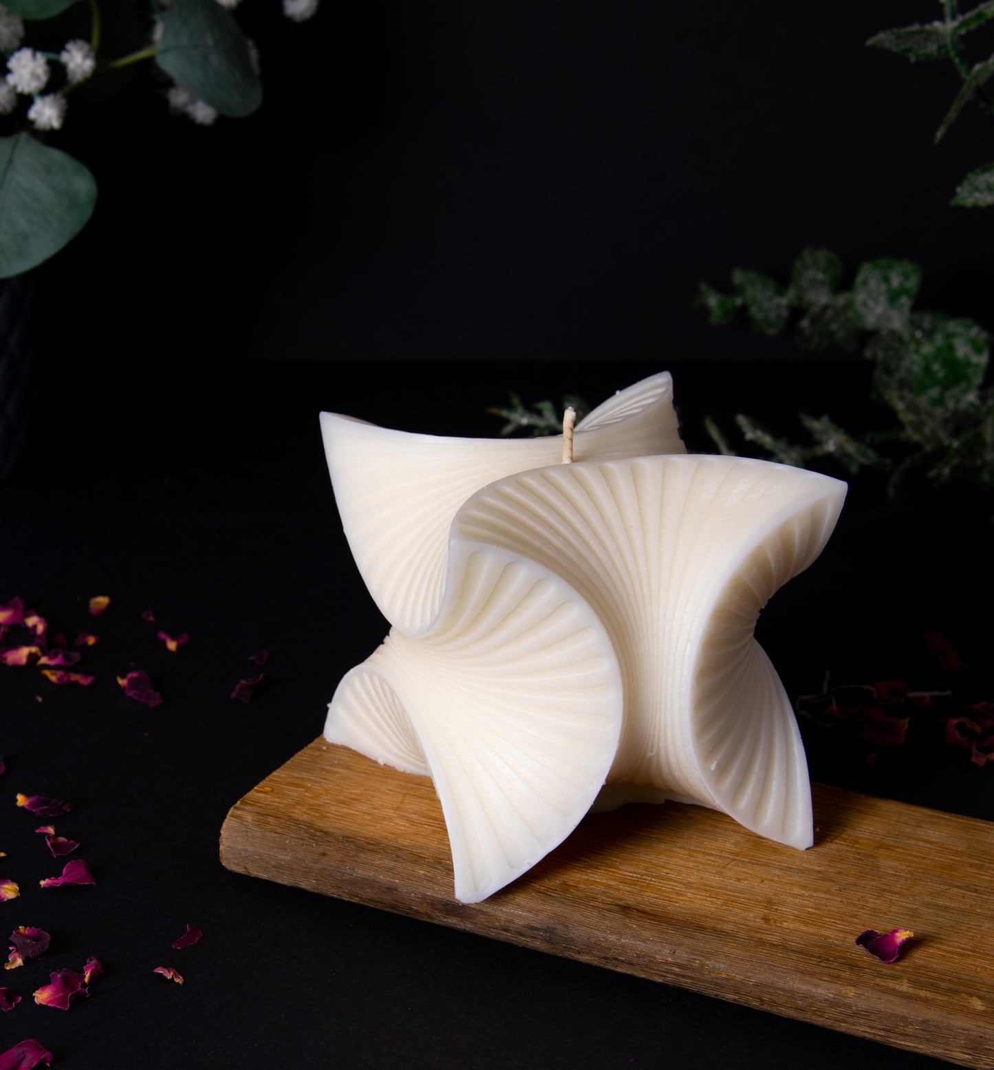 decorative square natural abstract candle wood